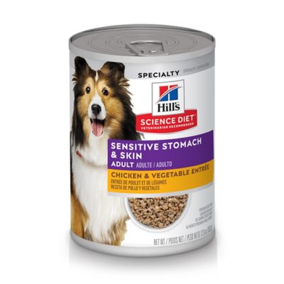 Hill's Science Diet Adult Sensitive Stomach & Skin Canned Dog Food, Chicken & Vegetable Entree, 12.8 oz Love these sensitive stomach and skin dog foods