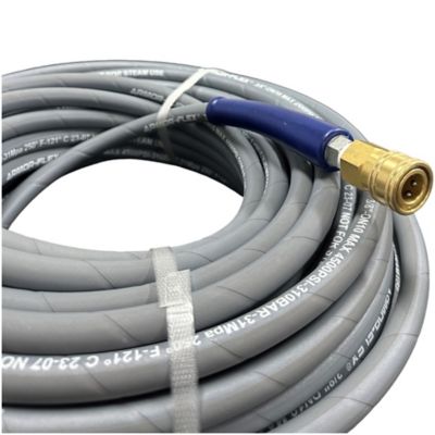 Image showing  3/8 x 50 ft. Gray Pressure Washer Replacement Hose, 4,000 PSI, Non-Marking with Quick Disconnects