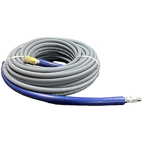 Pressure-Pro 3/8 in. x 100 ft. Gray Pressure Washer Replacement Hose, Non-Marking with Quick Disconnects, AHS285