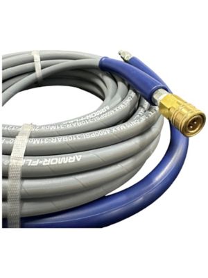 Image showing  3/8 in. x 100 ft. Gray Pressure Washer Replacement Hose, 4,200 PSI, Non-Marking with Quick Disconnects, AHS285