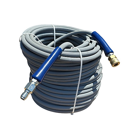 Pressure-Pro 3/8 in. x 200 ft. 4,000 PSI Gray Non-Marking Pressure Washer Hose with Quick Connects, 250 Degrees F