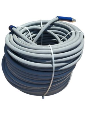 Image showing  3/8 x 200 ft. Gray Pressure Washer Replacement Hose, 4,200 PSI, Non-Marking with Quick Disconnects