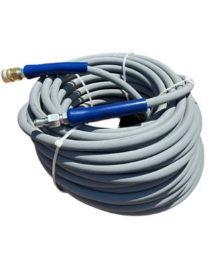 Image showing  3/8 x 150 ft. Gray Pressure Washer Replacement Hose, 4,200 PSI, Non-Marking with Quick Disconnects
