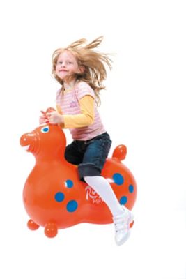 Image showing  Rody Max Inflatable Horse Ride-On Toy, Ages 5-8, Orange