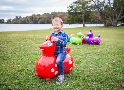 Image showing  Rody Max Inflatable Horse Ride-On Toy, Ages 5-8, Red