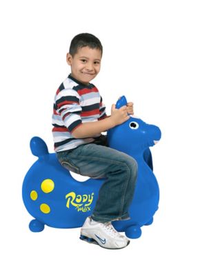 Image showing  Rody Max Inflatable Horse Ride-On Toy, Ages 5-8, Blue