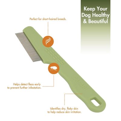 Image showing 5 th Safari Dog Flea Comb with Plastic Handle, Shorthaired Breeds (6.25 in. x 1.5 in.), W578 NCL00