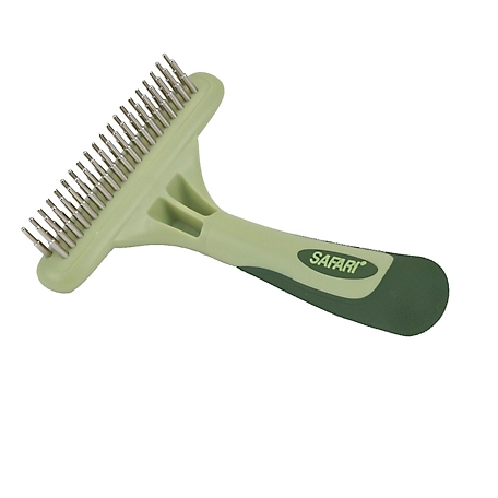 Safari Dog Double Row Undercoat Rake with Rotating Pins, Green, Medium / Large (6.25 in. L x 4.25 in. W), W6192 NCL00