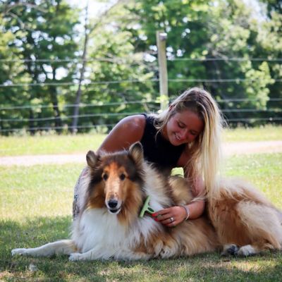 Image showing  Dog Double Row Undercoat Rake with Rotating Pins, Green, Medium / Large (6.25 in. L x 4.25 in. W), W6192 NCL00