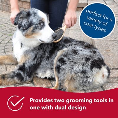 Image showing  Pin and Bristle Combo Dog Brush with Bamboo Handle, W6452 CMBLRG