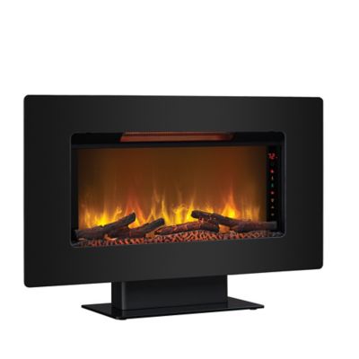 ClassicFlame 36 in. Elysium Wall-Mounted Infrared Quartz Fireplace, Black Glass Frame