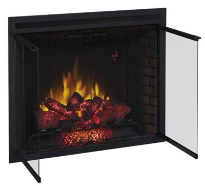 ClassicFlame 39 in. Traditional Built-In Electric Fireplace Insert with Glass Doors and Mesh Screen, Dual Voltage