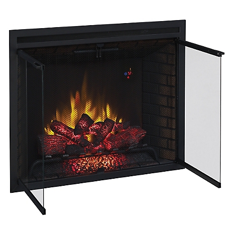 ClassicFlame 39 in. Traditional Built-In Electric Fireplace Insert with Glass Doors and Mesh Screen, Dual Voltage