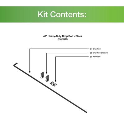 Image showing  48 in. Heavy-Duty Drop Rod Black