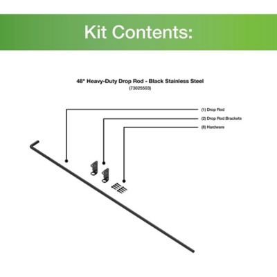 Image showing  48 in. Heavy-Duty Drop Rod, Black-Stainless Steel