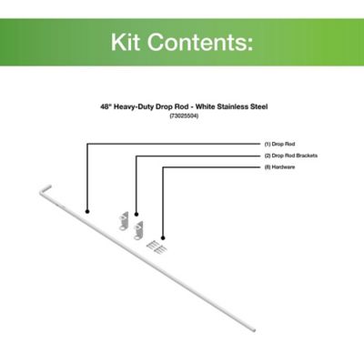 Image showing  48 in. Heavy-Duty Drop Rod- White Stainless Steel, 73025504