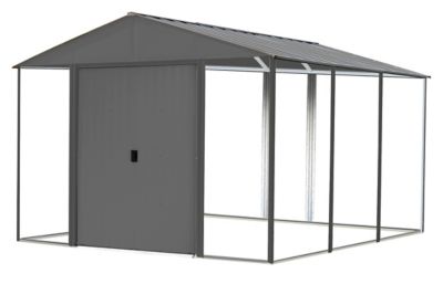 Arrow Ironwood Galvanized Steel Hybrid Shed Kit, Anthracite, 10 ft. x 12 ft.