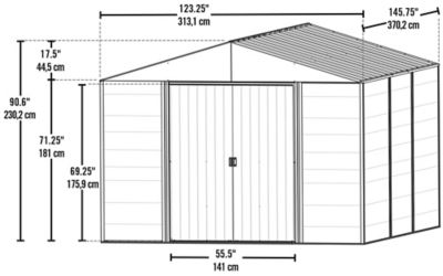 Image showing  10 ft. x 12 ft. Ironwood Galvanized Steel Hybrid Shed Kit, Anthracite