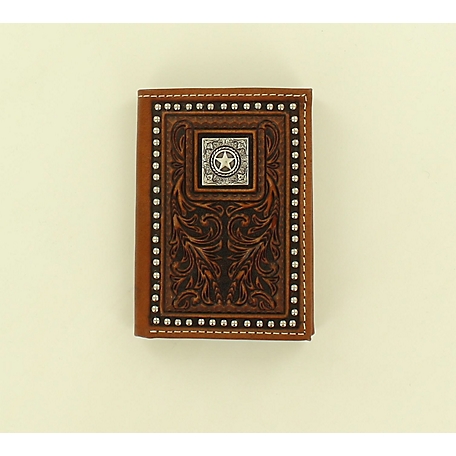 Nocona Square Star Trifold Wallet, Brown