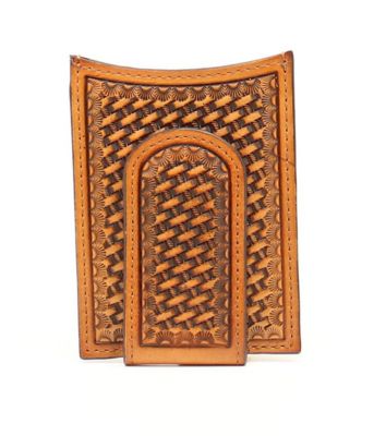 Nocona Basketweave Money Clip, Tan