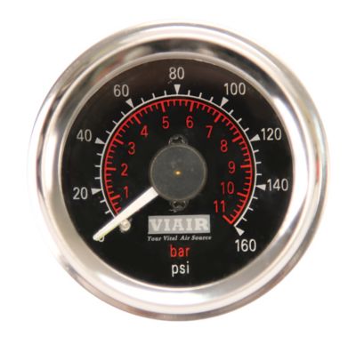 VIAIR 160 PSI 2 in. Dual Needle Tire Pressure Gauge, Black Face