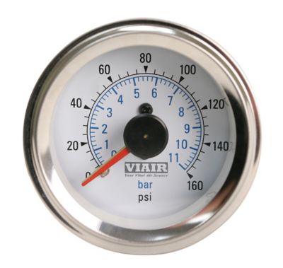 VIAIR 160 PSI 2 in. Dual Needle Tire Pressure Gauge, White Face