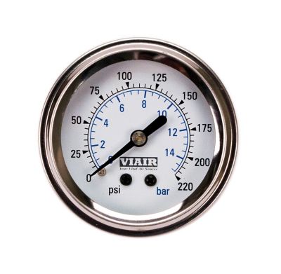 VIAIR 220 PSI 2 in. Single Needle Tire Pressure Gauge, White Face