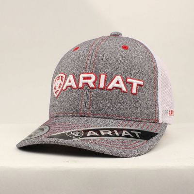 Ariat Men's Embroidered Logo Baseball Cap, Gray/Red/White