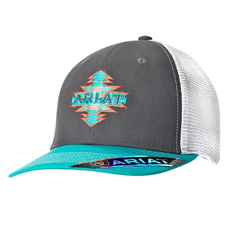 Ariat Women's Aztec Logo Mesh Snapback Baseball Cap, Gray