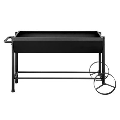 GroundWork 5.3 ft. Steel Rolling Planter, 49 in. x 23 in.