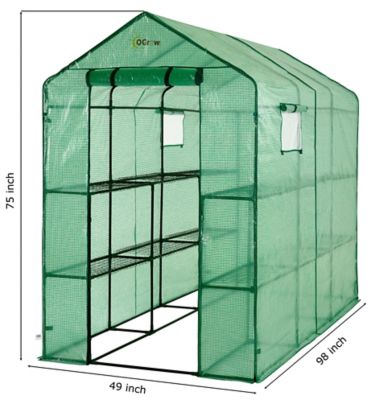 Image showing  2-Tier 12-Shelf Polyethylene Greenhouse Replacement Cover, 98in.L x 49in.W x 75in.H