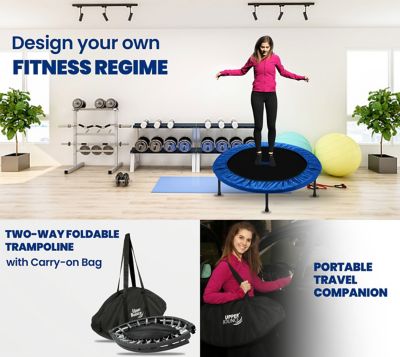 Image showing  36 in. Mini 2-Fold Rebounder Fitness Trampoline with Carry Bag, Blue, 7 in. H, 200 lb. Capacity