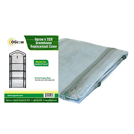 Ogrow 19in L x 27in W x 62in H - Greenhouse Replacement Cover for Your Outdoor/Indoor 4 Tier Mini Greenhouse - Clear