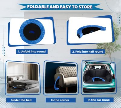 Image showing  40 in. Mini Foldable Rebounder Trampoline with Handrail and Safety Padding