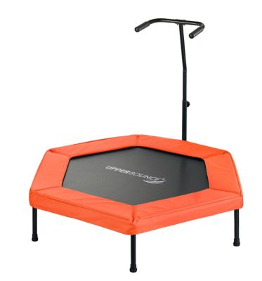 Upper Bounce Machrus 50 in. Mini Hexagonal Rebounder Fitness Trampoline with Adjustable T-Shaped Handrail, Orange, UBG-HX50-OR