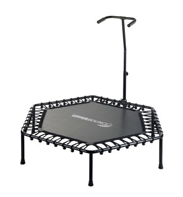 Image showing  Machrus 50 in. Mini Hexagonal Rebounder Fitness Trampoline with Adjustable T-Shaped Handrail, Orange