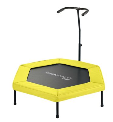Upper Bounce Machrus 50 in. Mini Hexagonal Rebounder Fitness Trampoline with Adjustable T-Shaped Handrail - Yellow