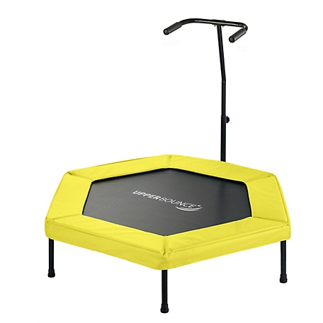 Upper Bounce Machrus 50 in. Mini Hexagonal Rebounder Fitness Trampoline with Adjustable T-Shaped Handrail - Yellow