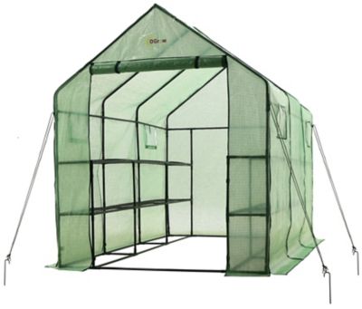 Ogrow Machrus Ogrow Deluxe Walk-In Greenhouse with 2 Tiers and 12 Shelves - 117 in. x 67 in.