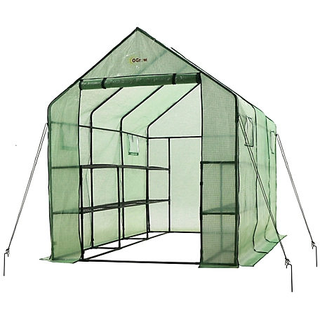Ogrow Machrus Ogrow Deluxe Walk-In Greenhouse with 2 Tiers and 12 Shelves - 117 in. x 67 in.