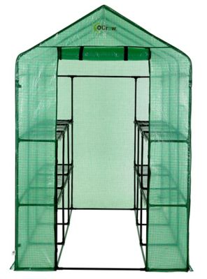 Image showing  Machrus Ogrow Premium PE Greenhouse Replacement Cover for Your Outdoor Walk in Greenhouse - 98 in. L x 49 in. W x 75 in. H