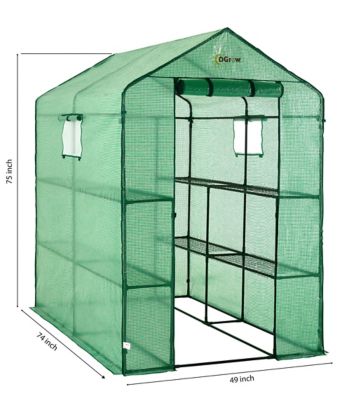 Image showing 5 th Ogrow Machrus Ogrow Deluxe Walk-In Greenhouse with 2 Tiers and 8 Shelves - 74 in. x 49 in.