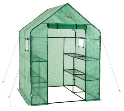 Ogrow Machrus Ogrow Deluxe Walk-In Greenhouse with 2 Tiers and 8 Shelves - 56 in. x 56 in., Anchors Included