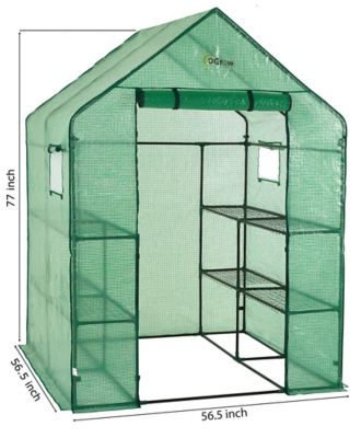 Image showing 6 th Ogrow Machrus Ogrow Deluxe Walk-In Greenhouse with 2 Tiers and 8 Shelves - 56 in. x 56 in., Anchors Included