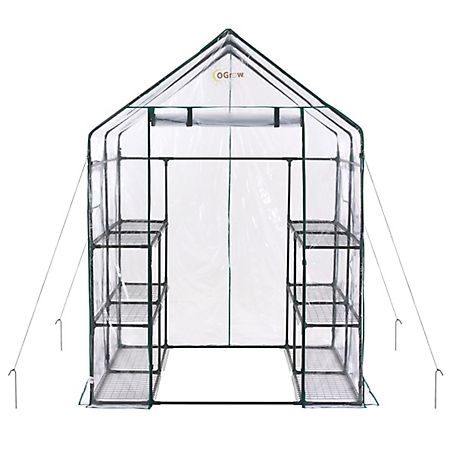 Ogrow Machrus Ogrow Deluxe Walk-In Greenhouse with 3 Tiers and 12 Shelves - 56 in. x 56 in.