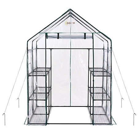 Ogrow Machrus Ogrow Deluxe Walk-In Greenhouse with 3 Tiers and 12 Shelves - 56 in. x 56 in.