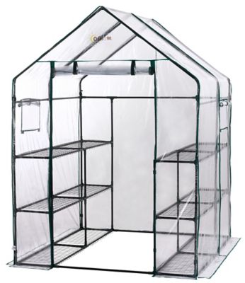 Image showing 1 th Ogrow Machrus Ogrow Deluxe Walk-In Greenhouse with 3 Tiers and 12 Shelves - 56 in. x 56 in.