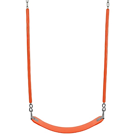 Swingan Belt Swing with Soft Grip Chain, Orange, For All Ages, Fully Assembled