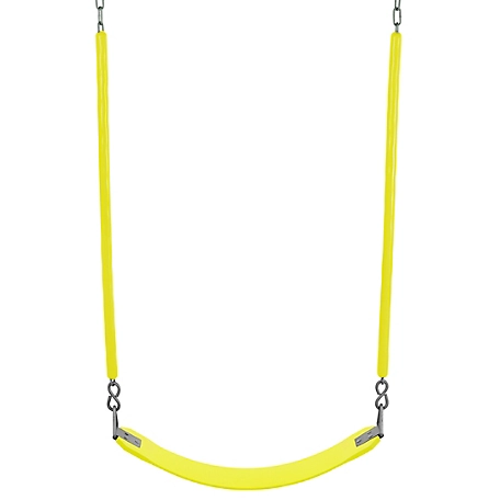 Swingan Belt Swing with Soft Grip Chain, Yellow, For All Ages, Fully Assembled
