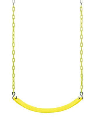 Swingan Belt Swing with Vinyl-Coated Chain, Yellow, For All Ages